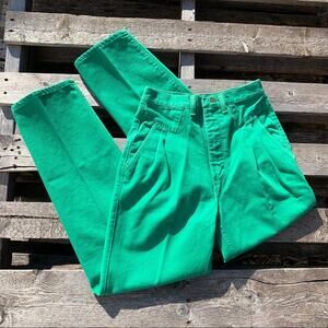Vintage 80s Wrangler Silverlake high rise bareback cowgirl pleated green jeans